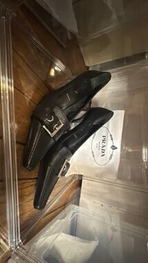 Prada Fine Leather buckle Y2K kitten heel 38.5